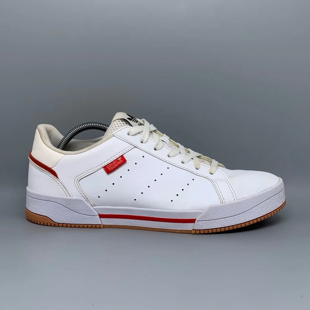 Adidas Originals Court Tourino‎ White Red Shoes GX4378 Men’s Sz 10.5